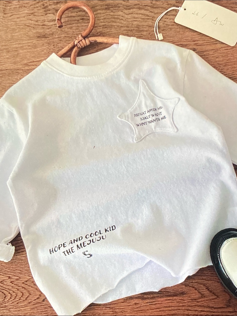 White Star Patch Short Sleeve Tee for Kids - Picture 1 of 9